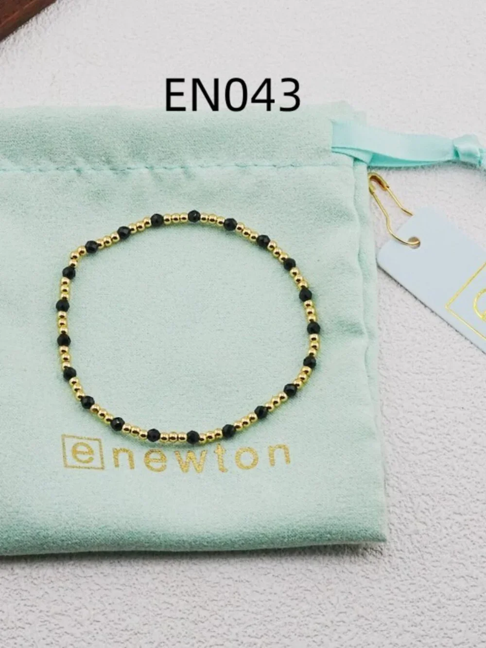 Enewton Black Crystal Glass & Gold Bead Bracelet
